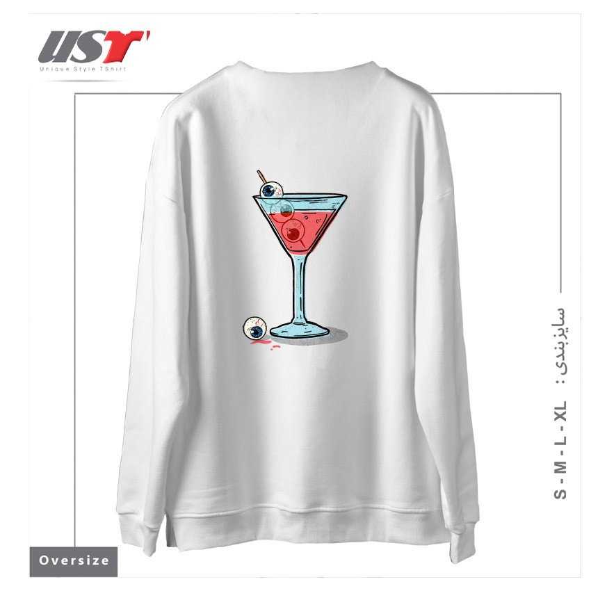 طرح HALLOWEEN MARTINI سوییشرت اورسایزرنگ سفید