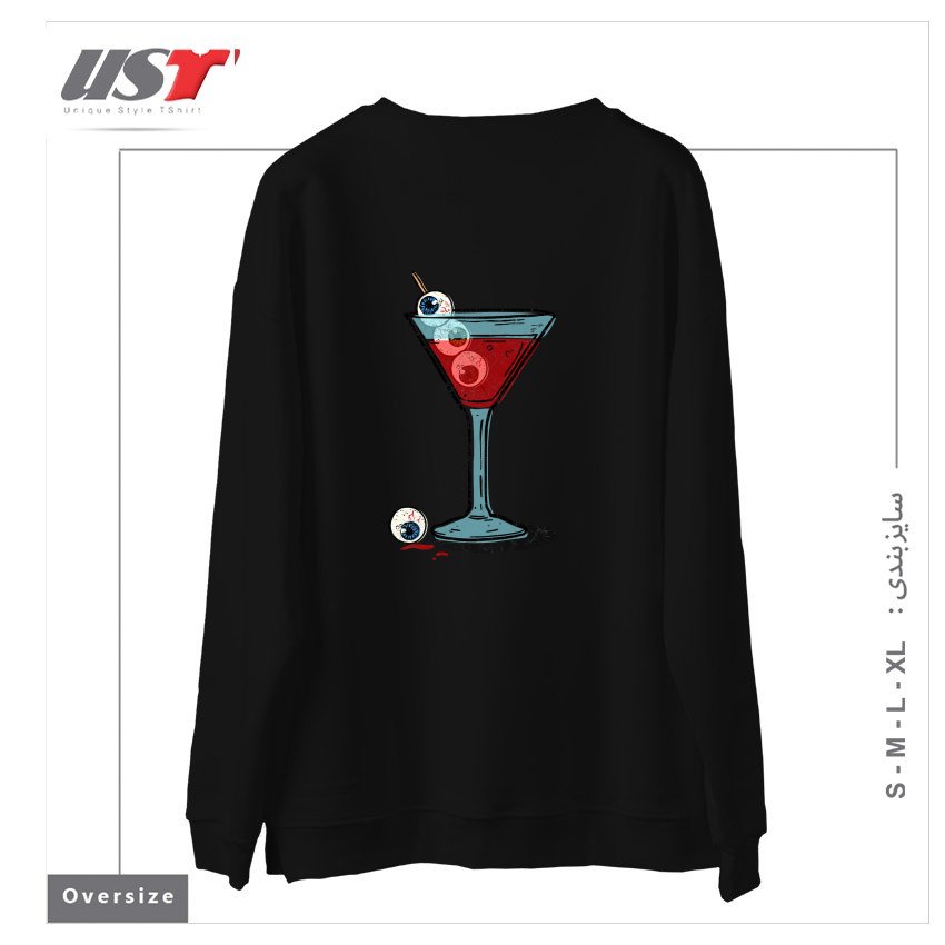 طرح HALLOWEEN MARTINI سوییشرت اورسایزرنگ مشکی