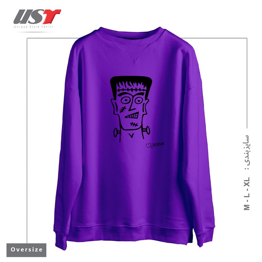 طرح HALLOWEEN MR FRANKIE سوییشرت اورسایزرنگ بنفش