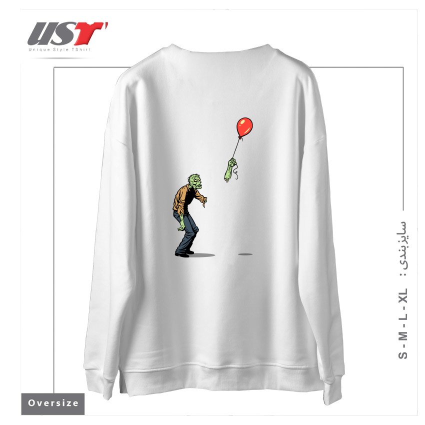 طرح HAPPINESS IS FLEETING سوییشرت اورسایزرنگ سفید