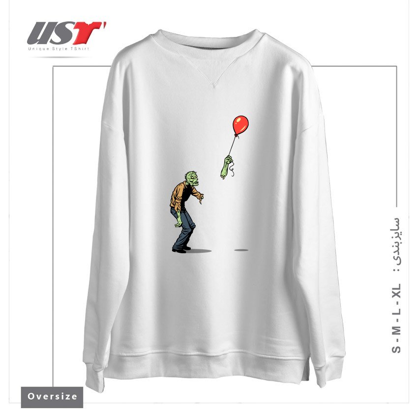 طرح HAPPINESS IS FLEETING سوییشرت اورسایزرنگ سفید