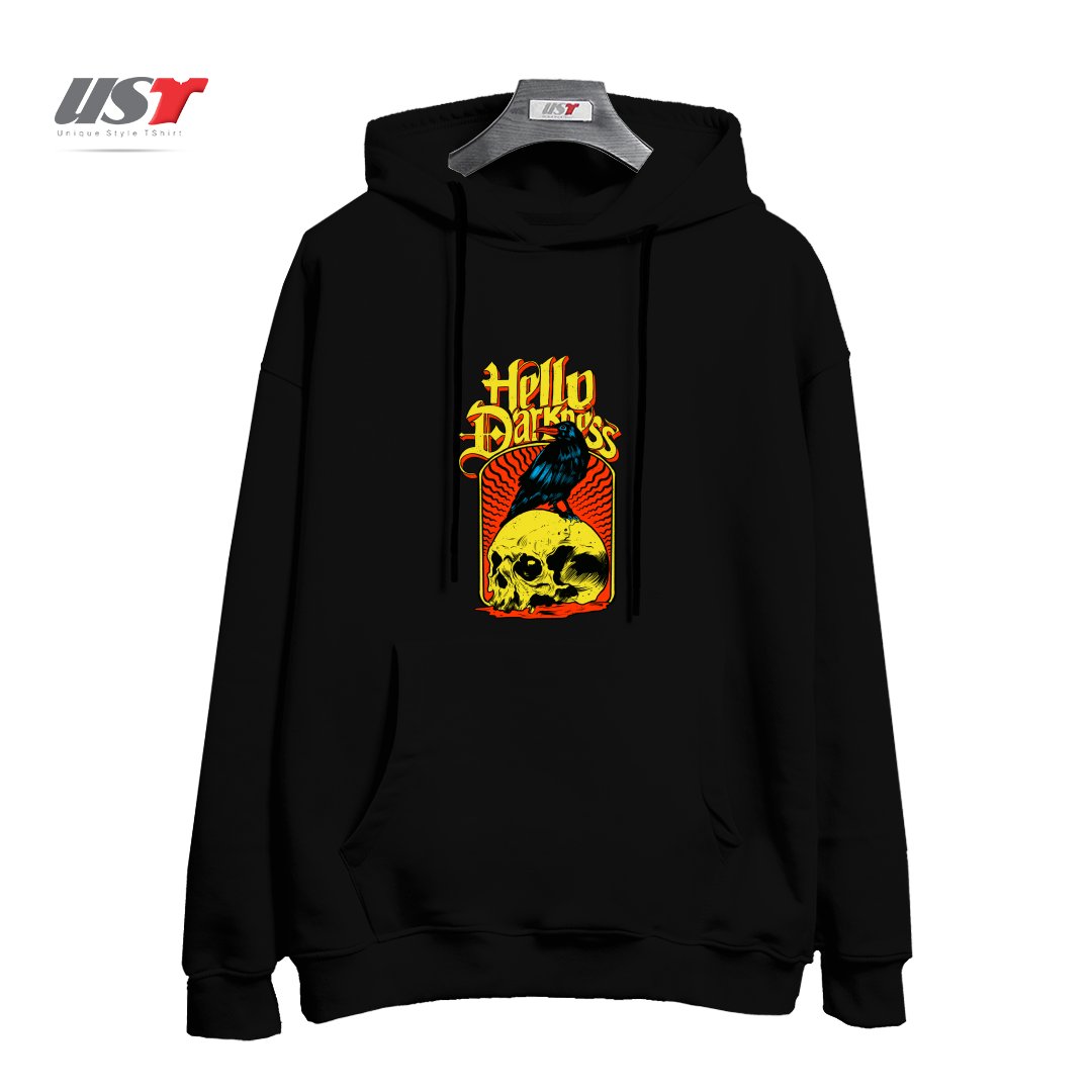 هودی اورسایز طرح HELLO DARKNESS