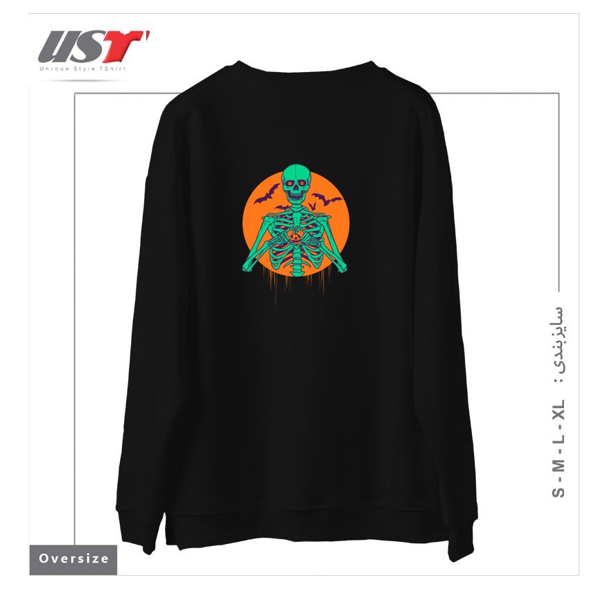 طرح I LOVE HALLOWEEN سوییشرت اورسایزرنگ مشکی