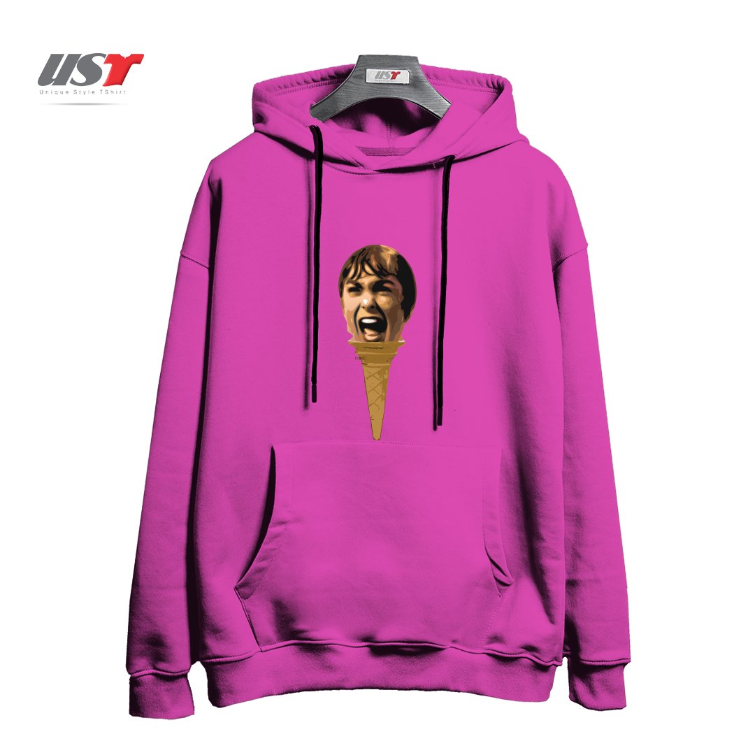 طرح I SCREAM ICE CREAM هودی اورسایزرنگ صورتی