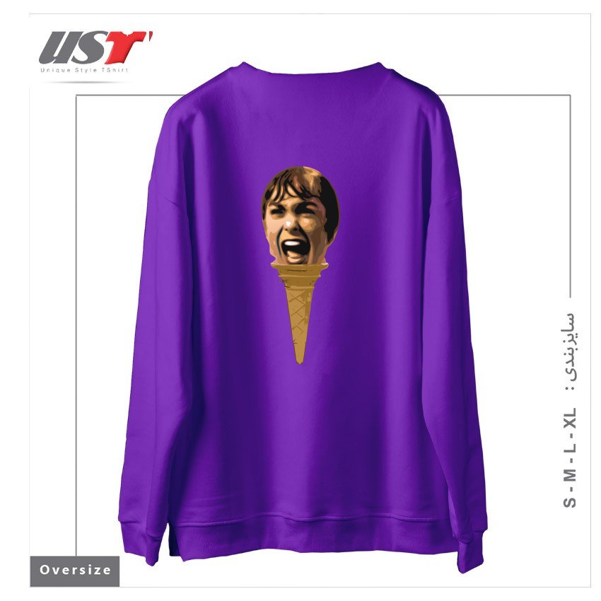 طرح I SCREAM ICE CREAM سوییشرت اورسایزرنگ بنفش