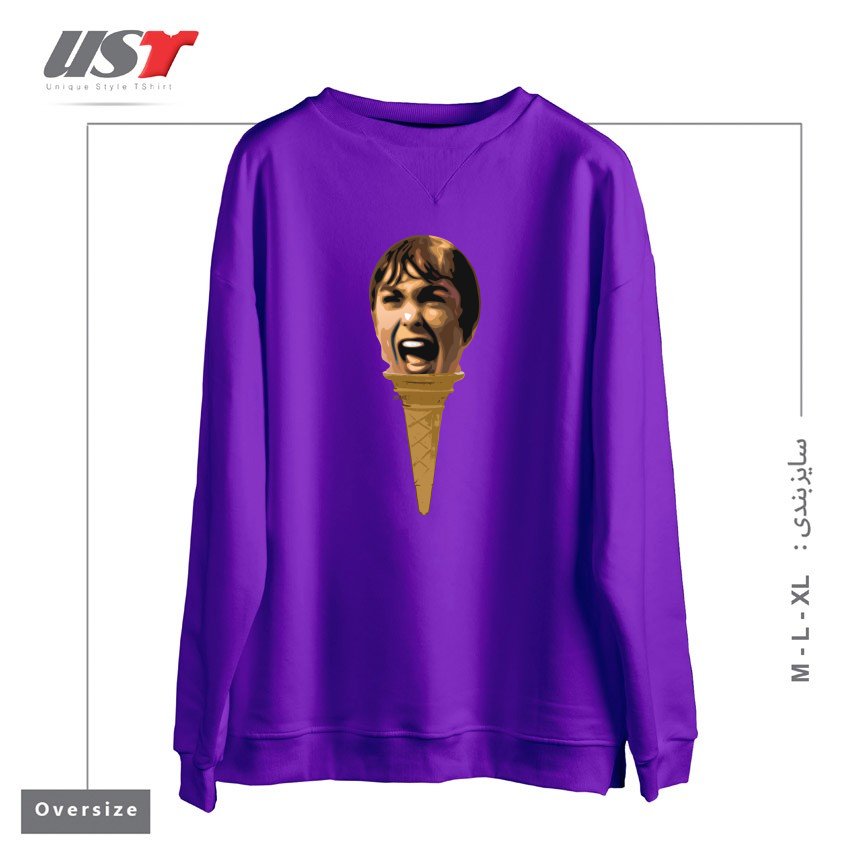 طرح I SCREAM ICE CREAM سوییشرت اورسایزرنگ بنفش