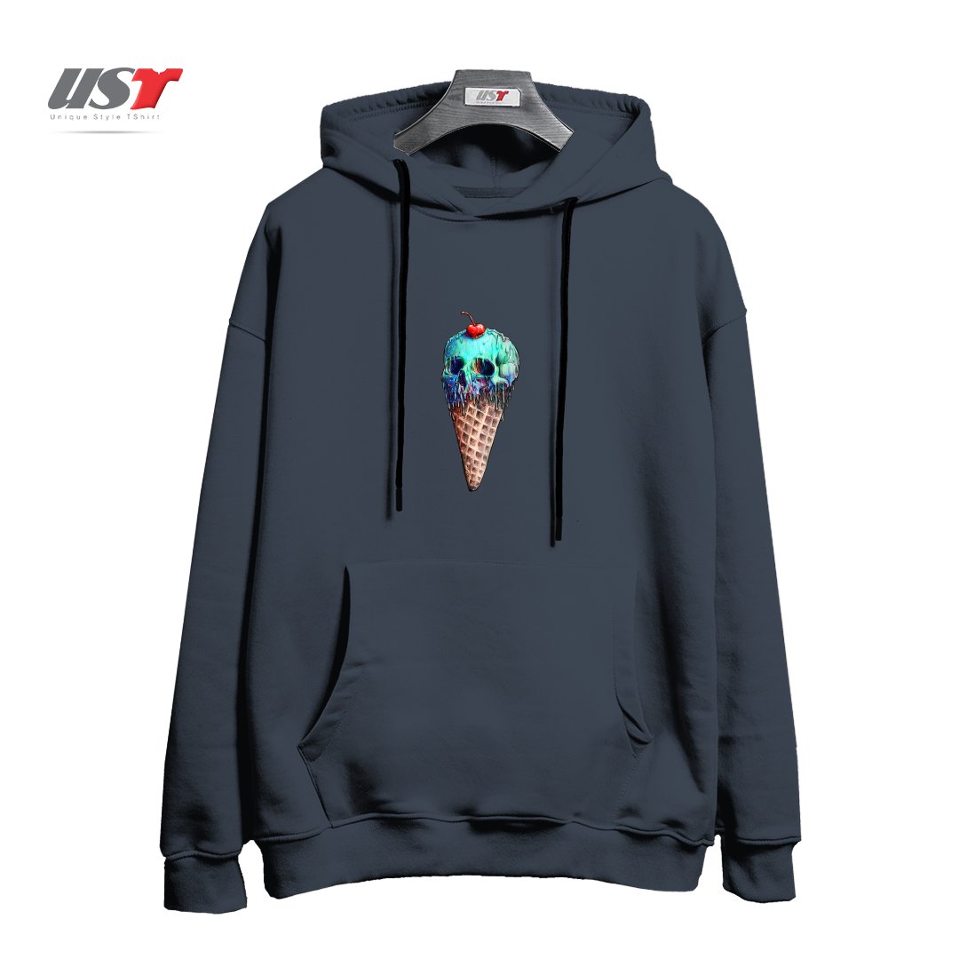طرح ICE CREAM SKULL هودی اورسایزرنگ دودی
