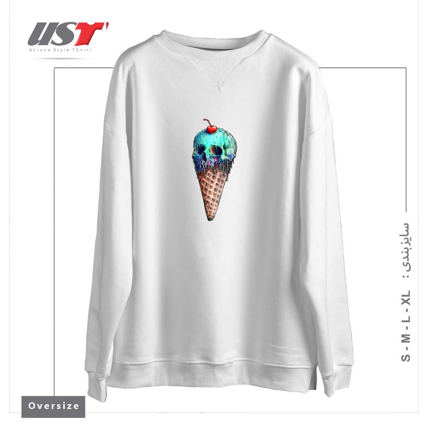 سوییشرت اورسایز طرح ICE CREAM SKULL