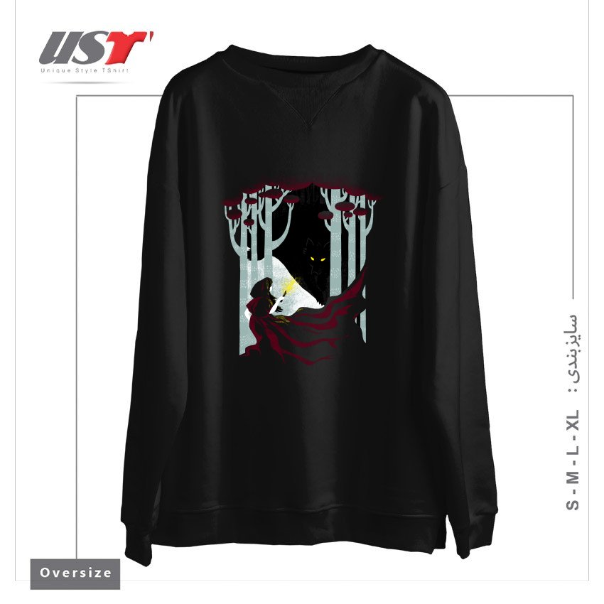 طرح INTO THE WOODS سوییشرت اورسایزرنگ مشکی