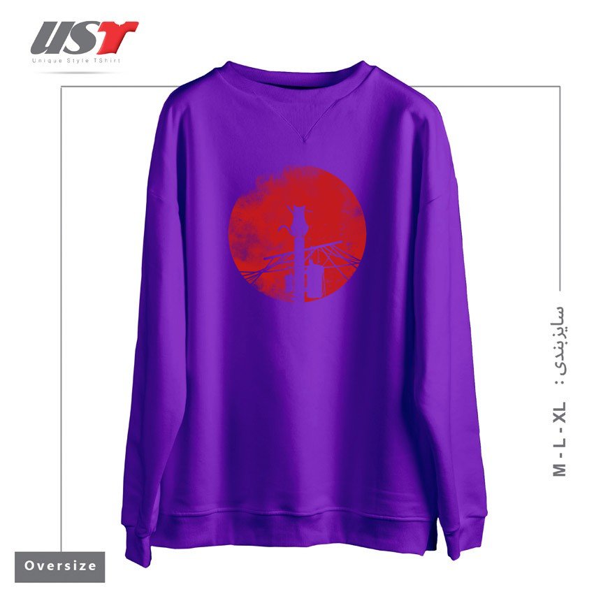 طرح ITACHI CAT سوییشرت اورسایزرنگ بنفش