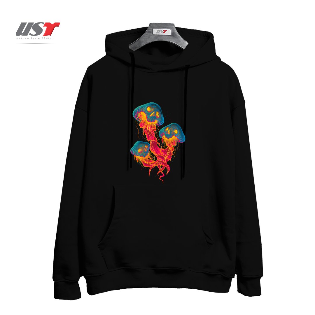 طرح JELLYSKULL هودی اورسایزرنگ مشکی