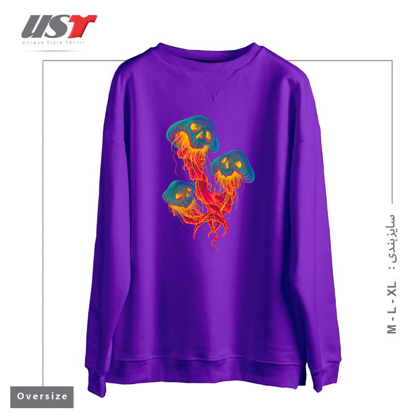 طرح JELLYSKULL سوییشرت اورسایزرنگ بنفش