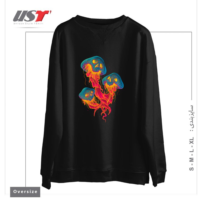 طرح JELLYSKULL سوییشرت اورسایزرنگ مشکی