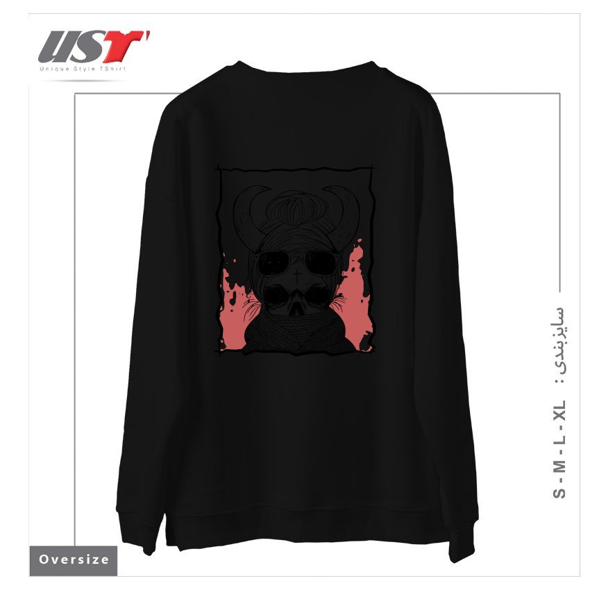 طرح LITTLE FOREST WITCH سوییشرت اورسایزرنگ مشکی