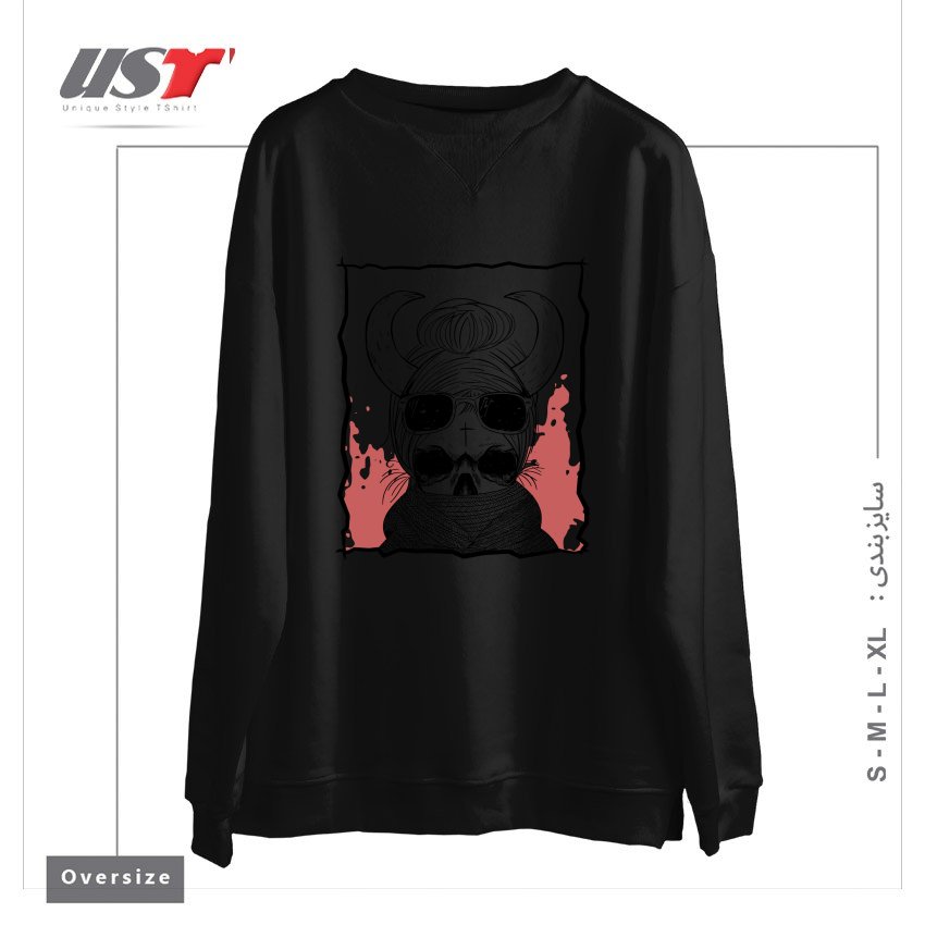 طرح LITTLE FOREST WITCH سوییشرت اورسایزرنگ مشکی