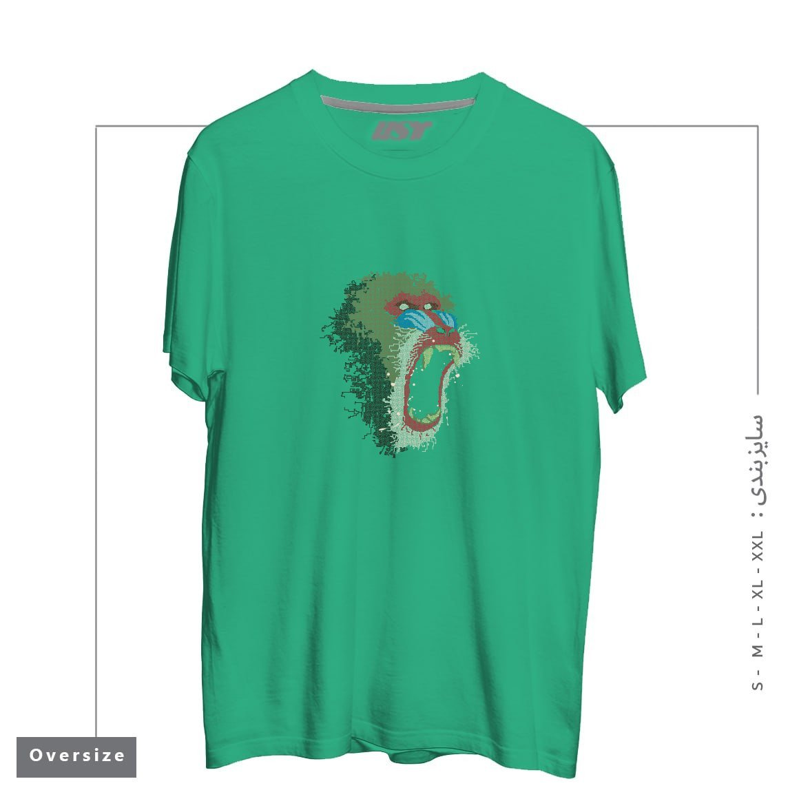 طرح MANDRILLUS SPHINX تیشرت اورسایزرنگ سبز