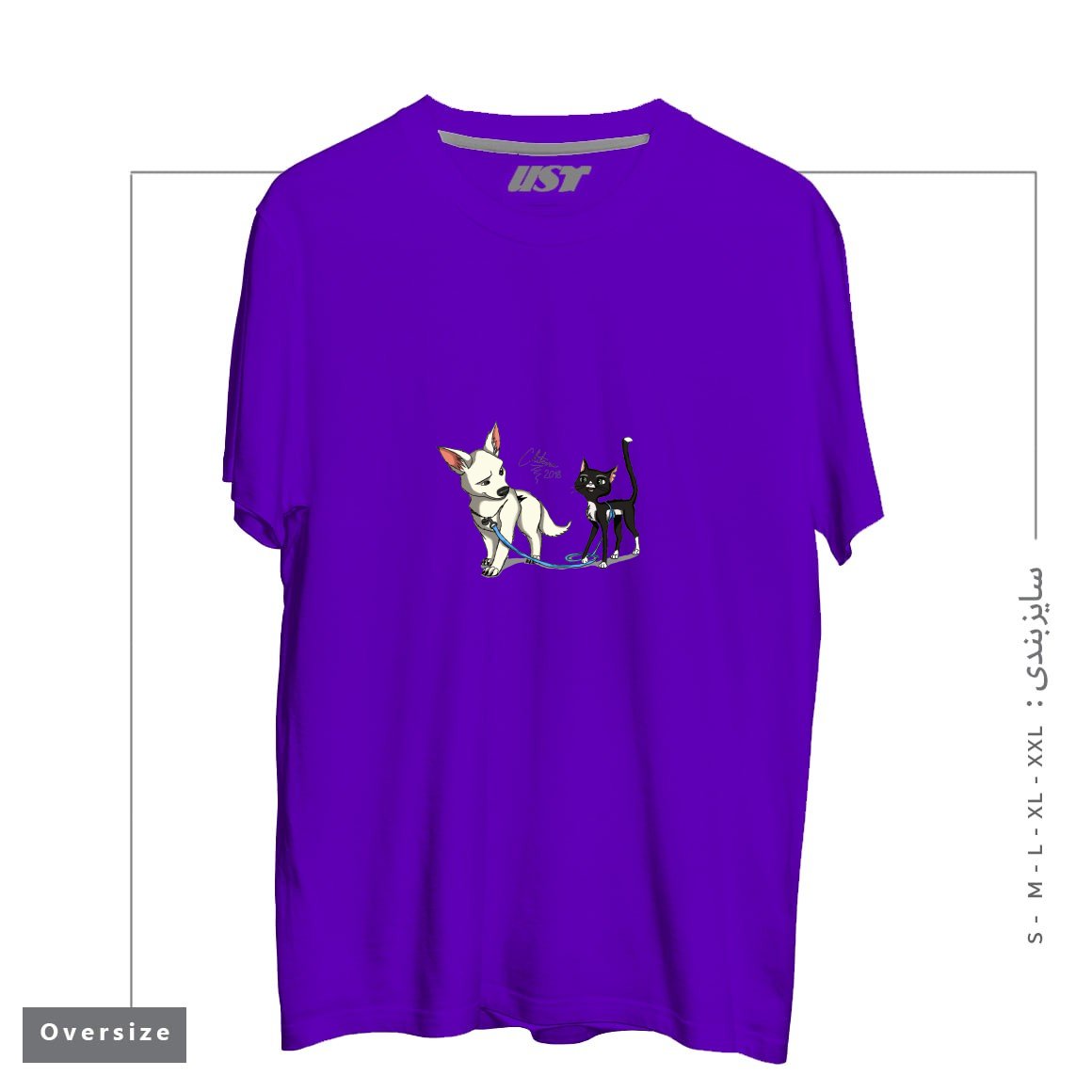 طرح BOLT AND MITTENS تیشرت اورسایزرنگ بنفش