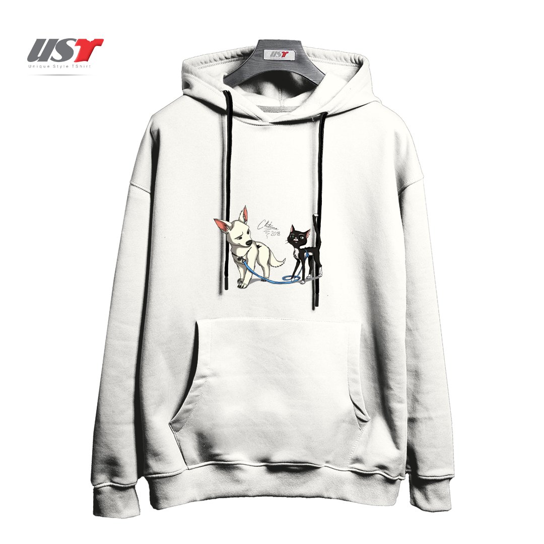 طرح BOLT AND MITTENS هودی اورسایزرنگ سفید