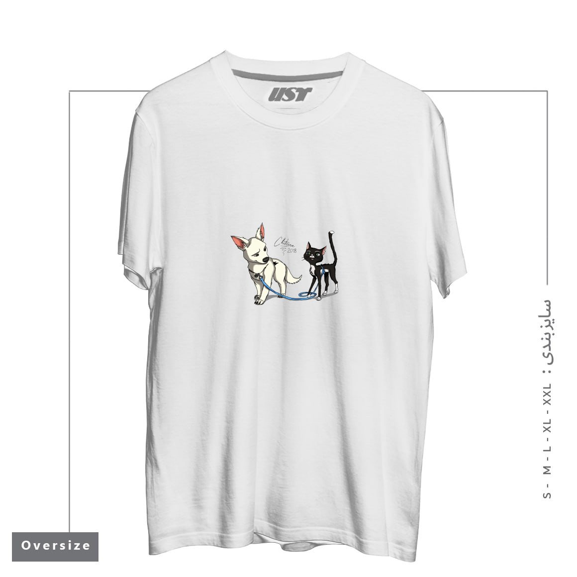 طرح BOLT AND MITTENS تیشرت اورسایزرنگ سفید