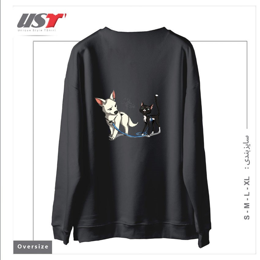 طرح BOLT AND MITTENS سوییشرت اورسایزرنگ دودی