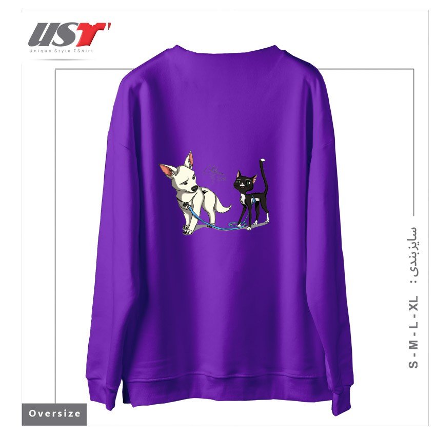 طرح BOLT AND MITTENS سوییشرت اورسایزرنگ بنفش