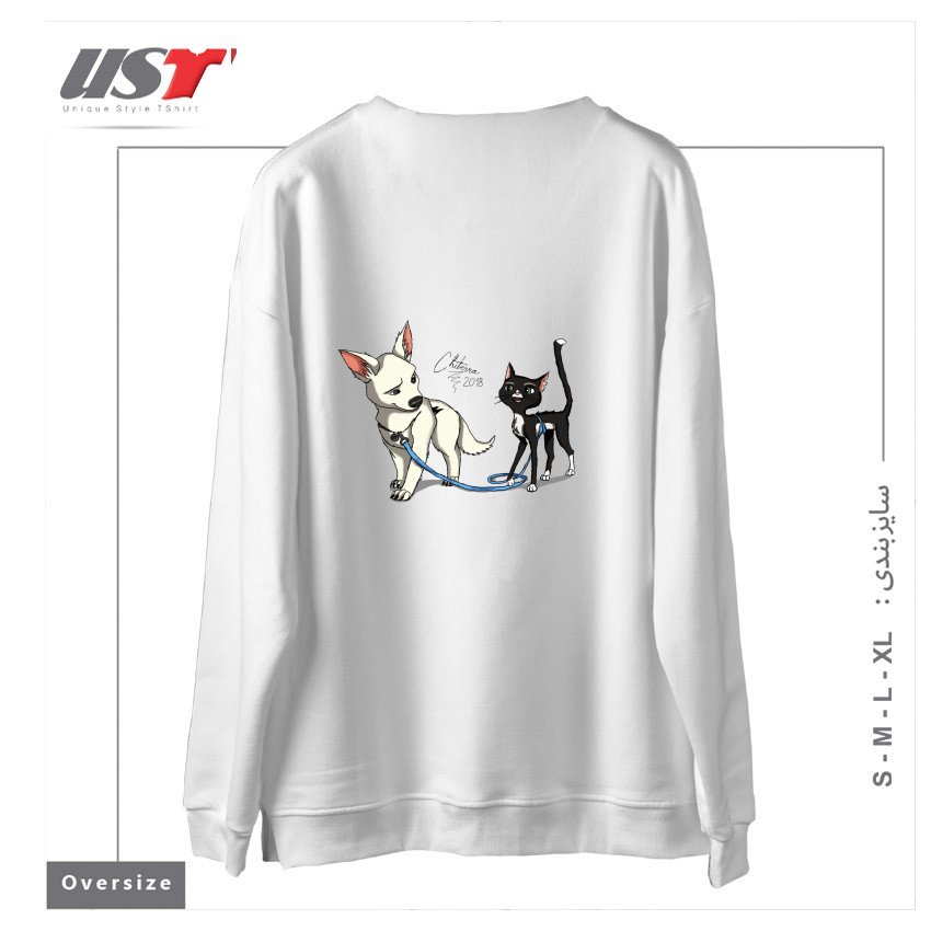 طرح BOLT AND MITTENS سوییشرت اورسایزرنگ سفید