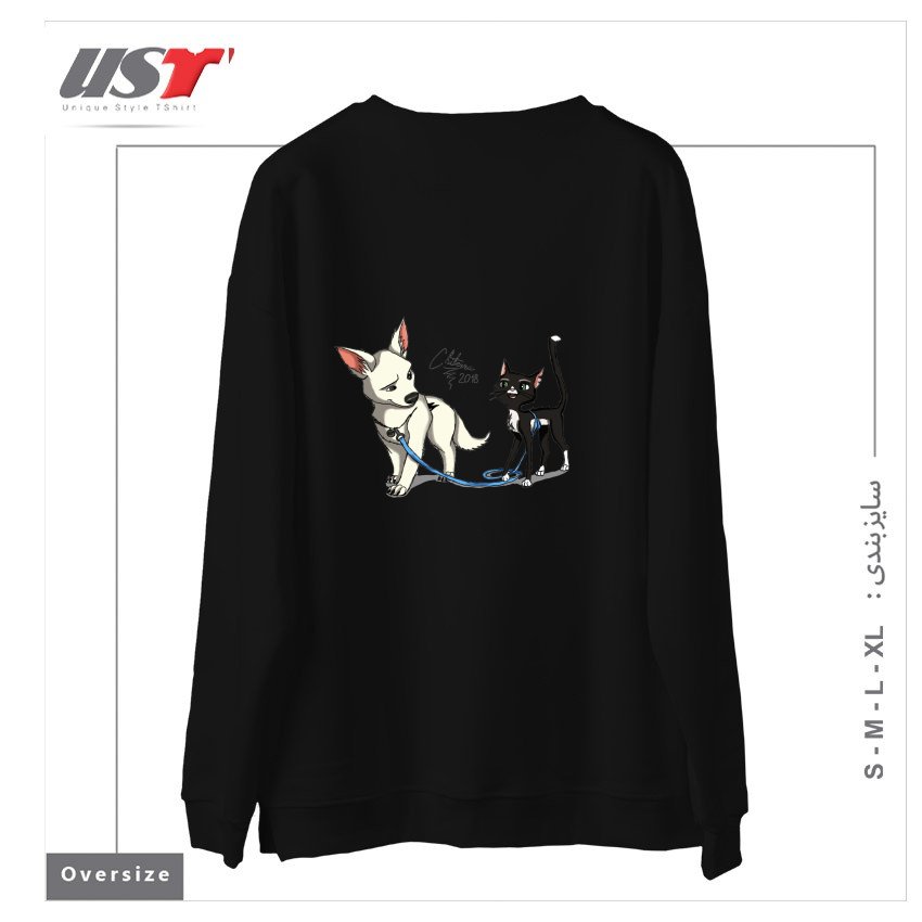 طرح BOLT AND MITTENS سوییشرت اورسایزرنگ مشکی