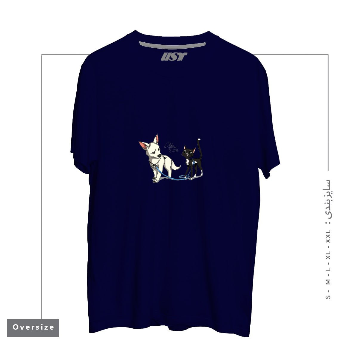 طرح BOLT AND MITTENS تیشرت اورسایزرنگ سرمه ای