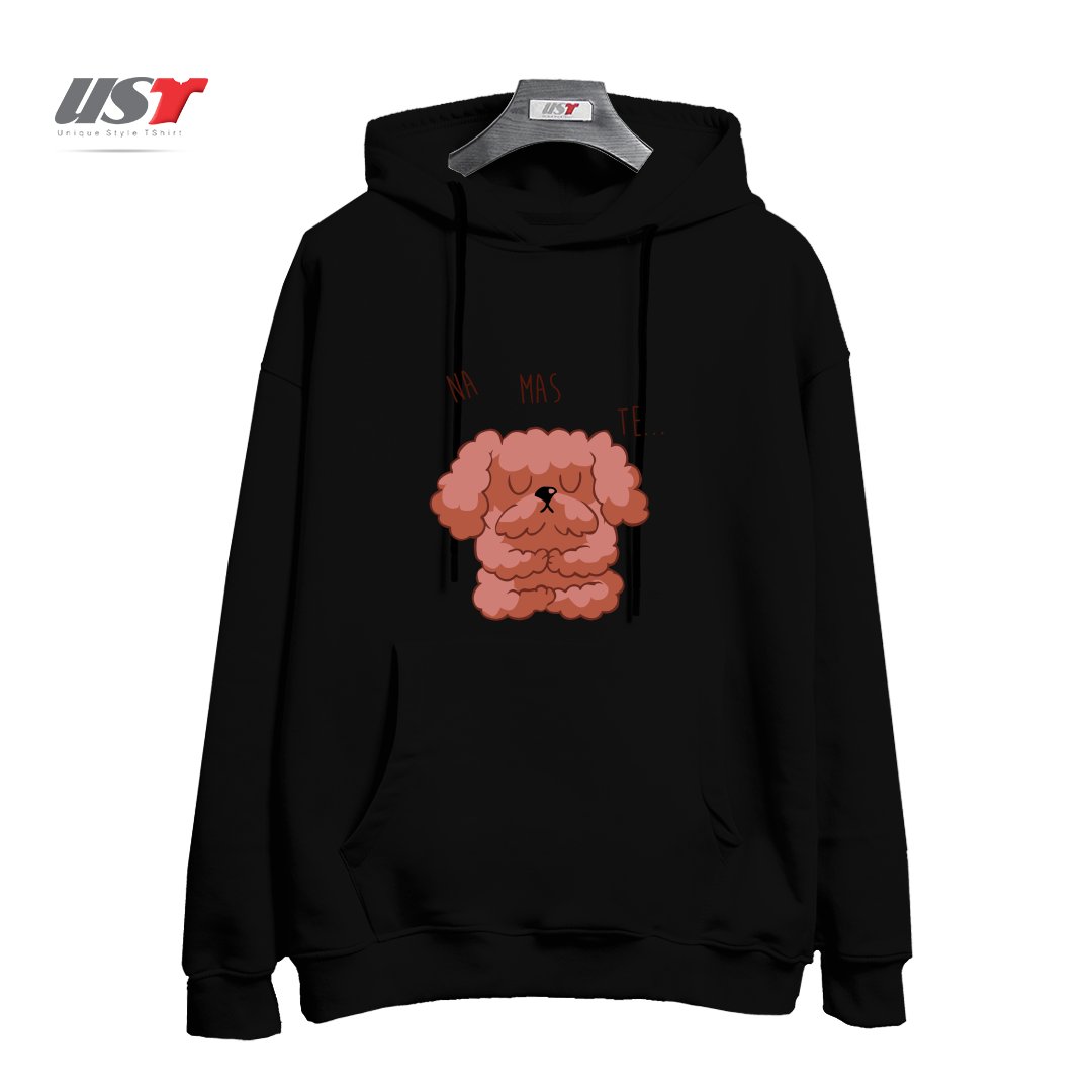 طرح NAMASTE POODLE هودی اورسایزرنگ مشکی
