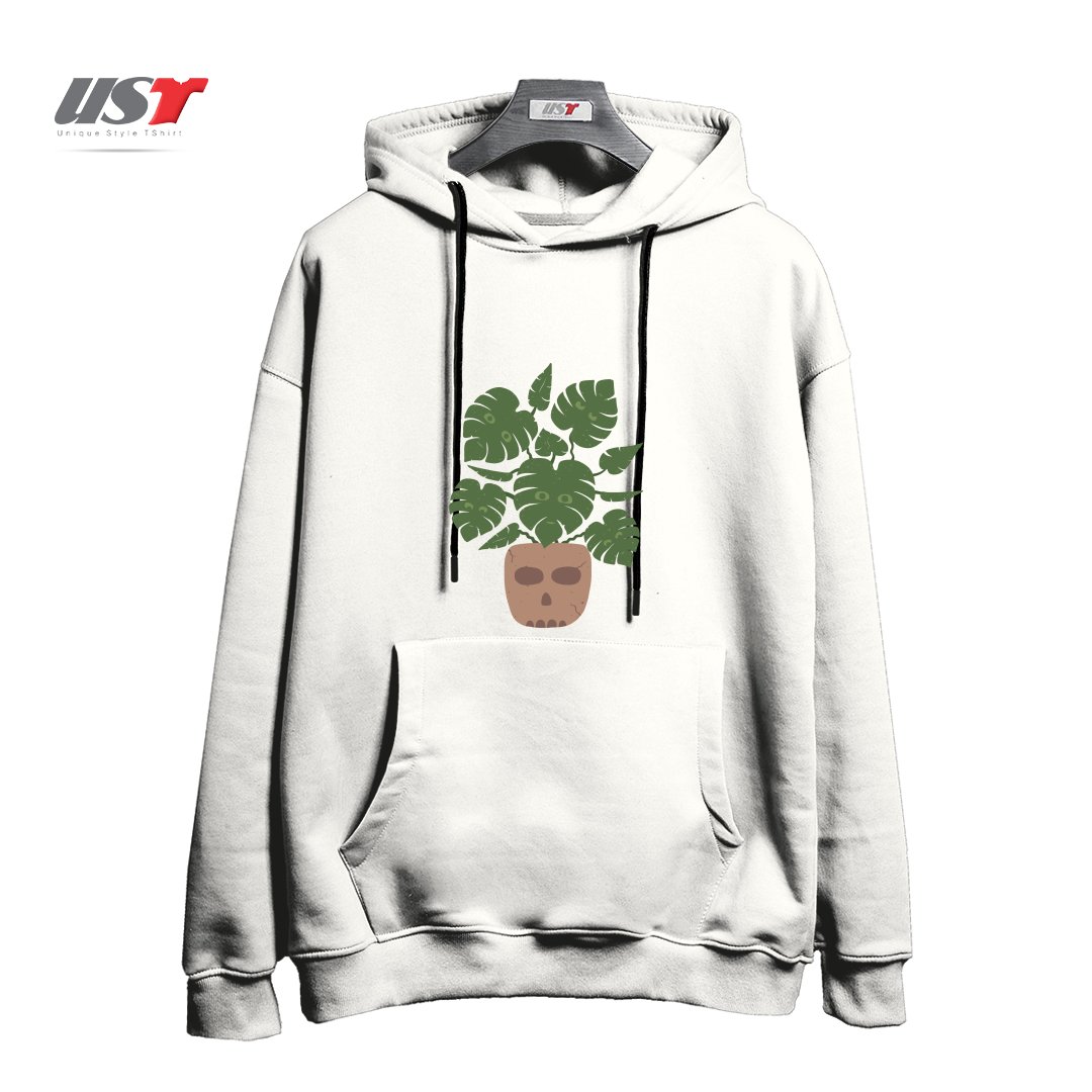 طرح MONSTERA هودی اورسایزرنگ سفید