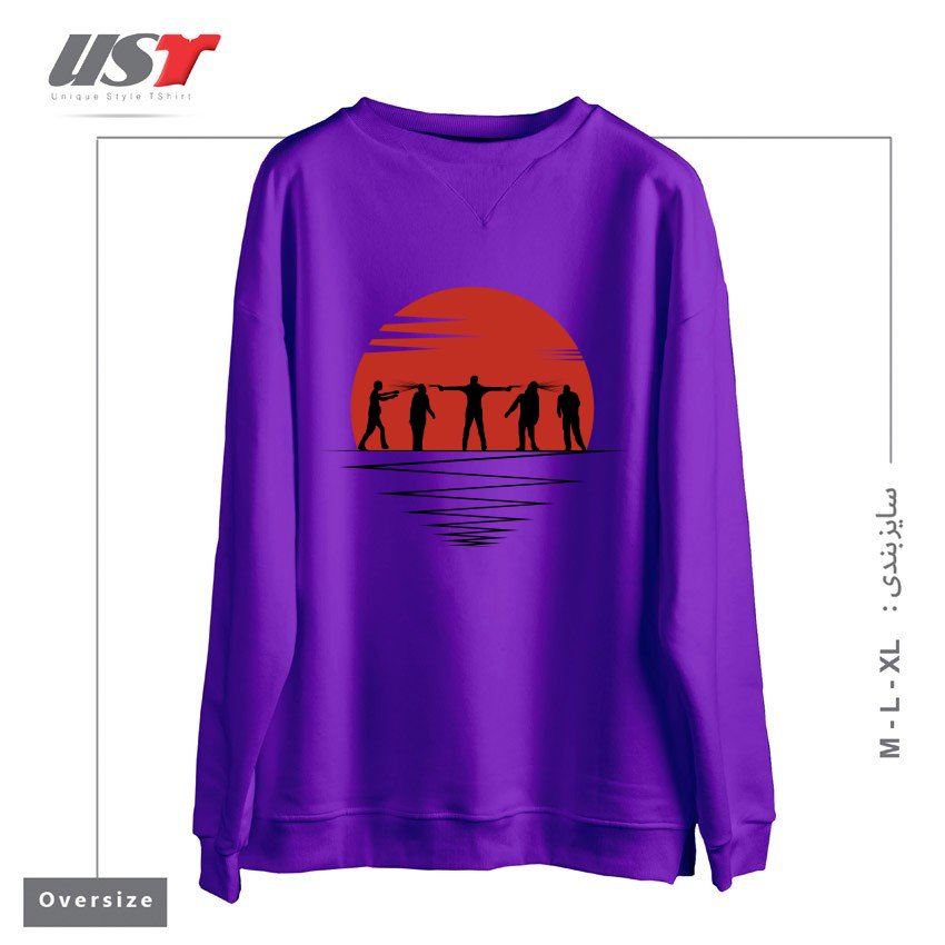 طرح MY ZOMBIE ART سوییشرت اورسایزرنگ بنفش