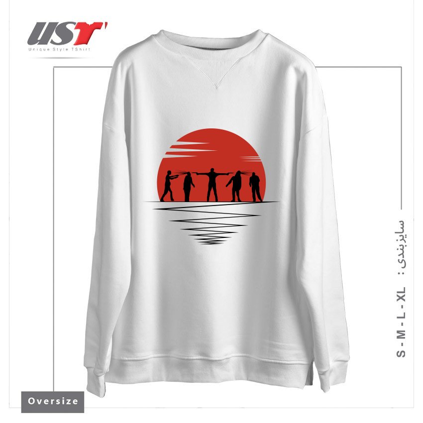 طرح MY ZOMBIE ART سوییشرت اورسایزرنگ سفید