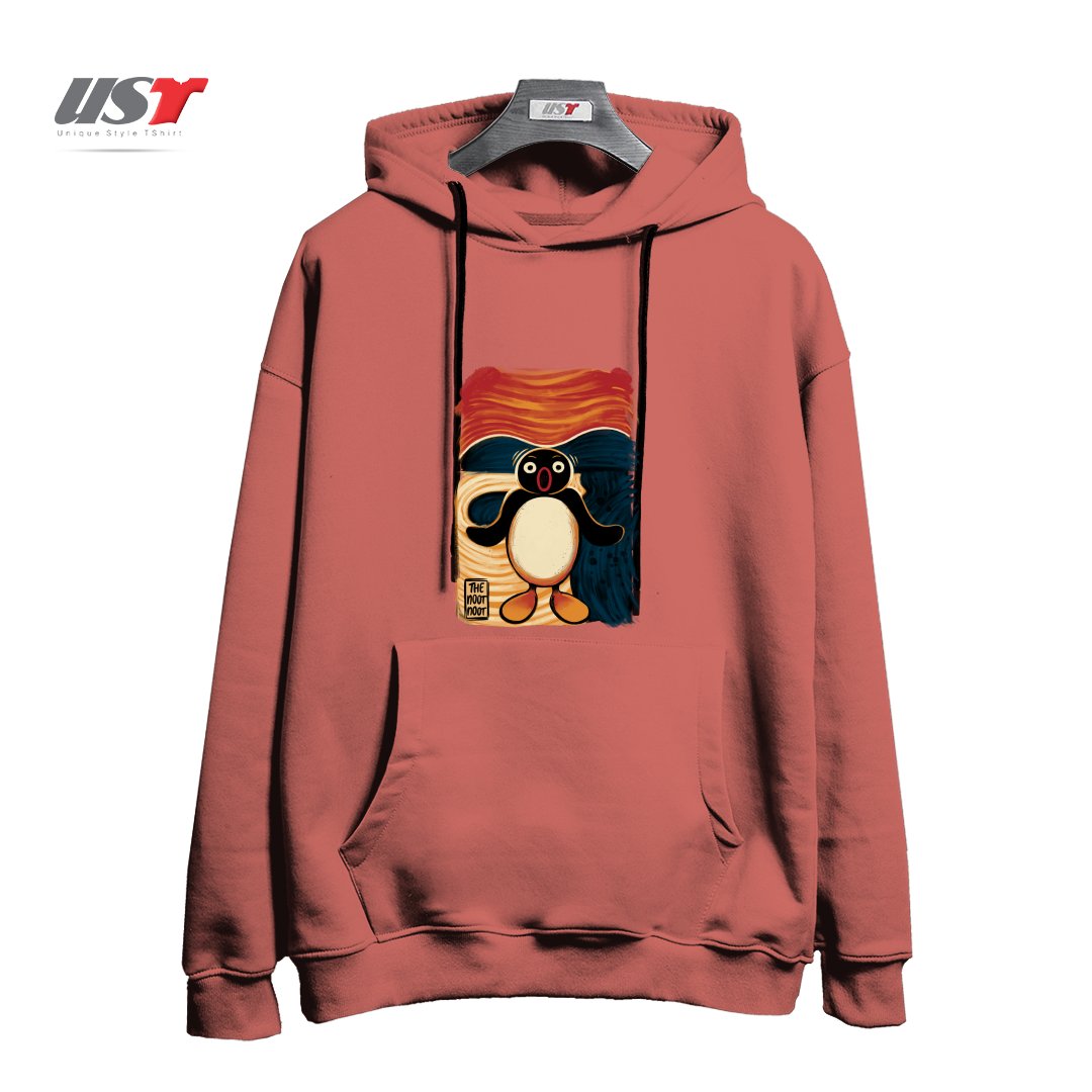 طرح NOOT NOOT SCREAM هودی اورسایزرنگ آجری