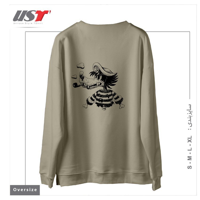 طرح NU POGODI! WOLF3211 سوییشرت اورسایزرنگ نخودی