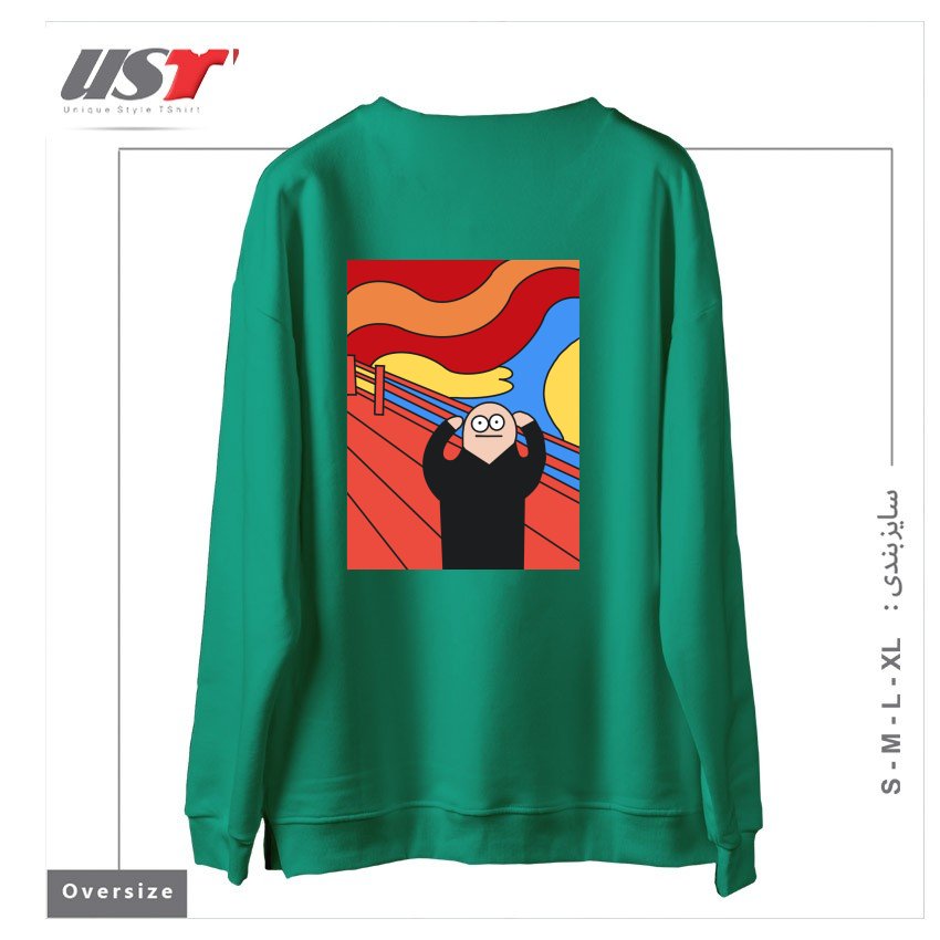 طرح THE SCREAM سوییشرت اورسایزرنگ سبز سدری