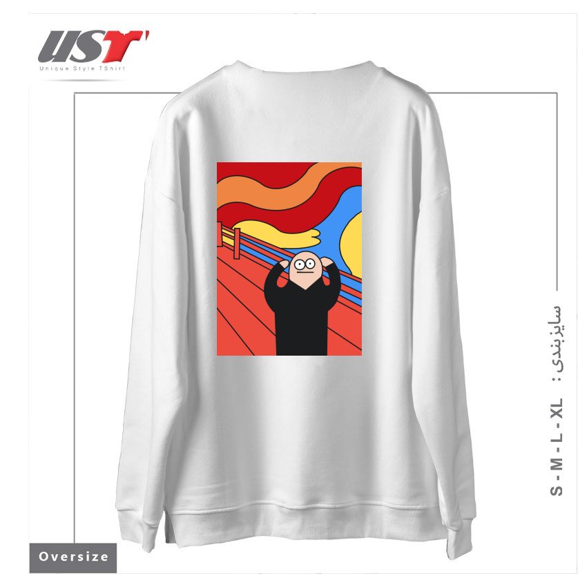 طرح THE SCREAM سوییشرت اورسایزرنگ سفید