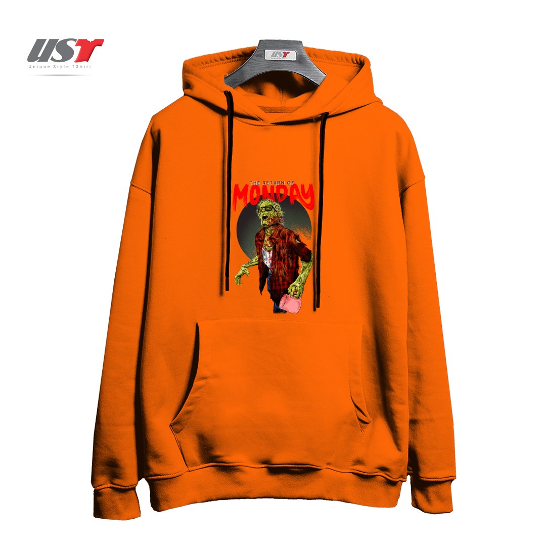 طرح THE RETURN OF MONDAY هودی اورسایزرنگ نارنجی