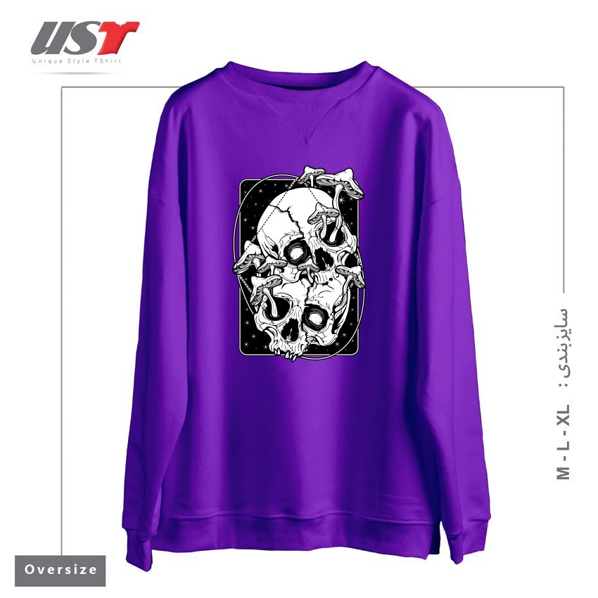 طرح OVERGROWN - MUSHROOMS GONE WILD سوییشرت اورسایزرنگ بنفش