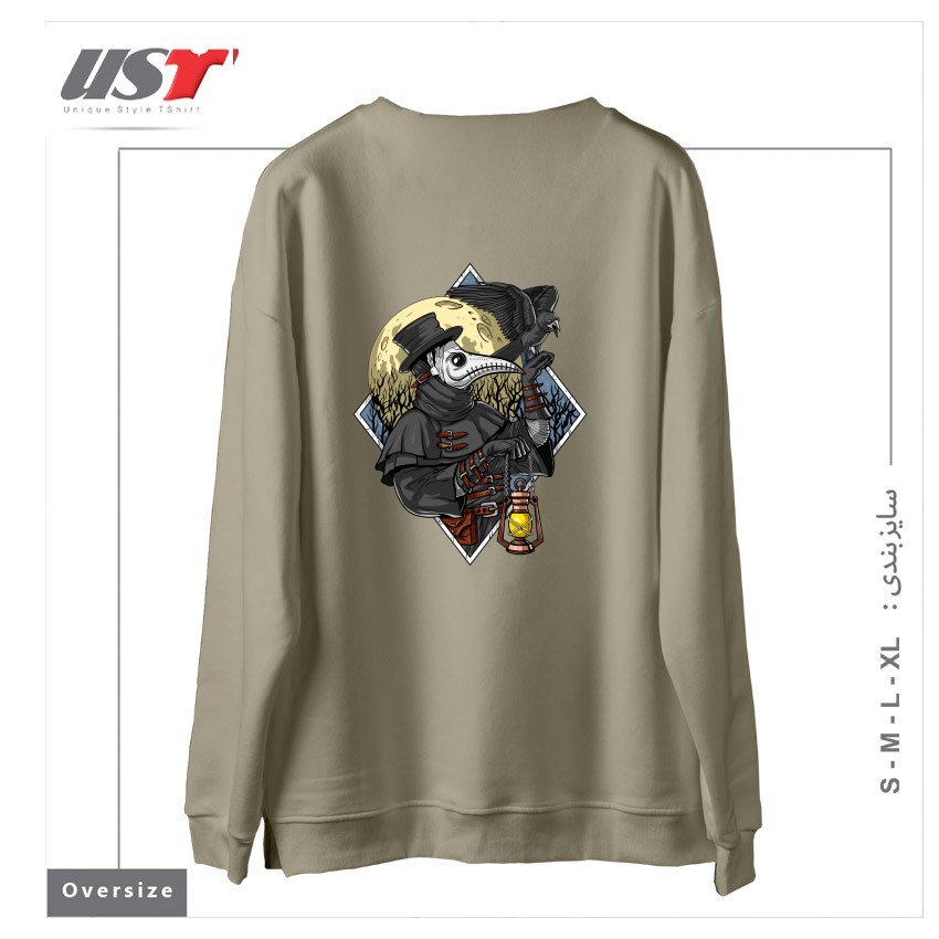 طرح PLAGUE DOCTOR سوییشرت اورسایزرنگ نخودی