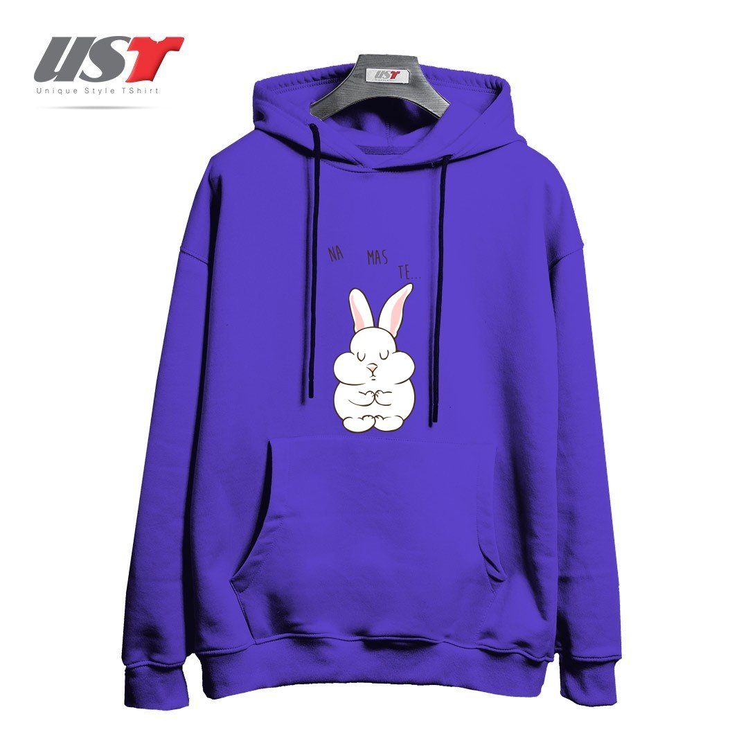 طرح NAMASTE RABBIT هودی اورسایزرنگ بنفش