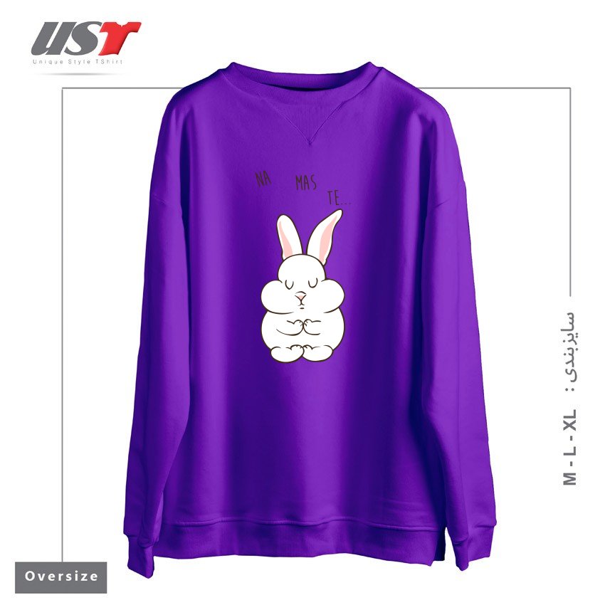 سوییشرت اورسایز طرح NAMASTE RABBIT