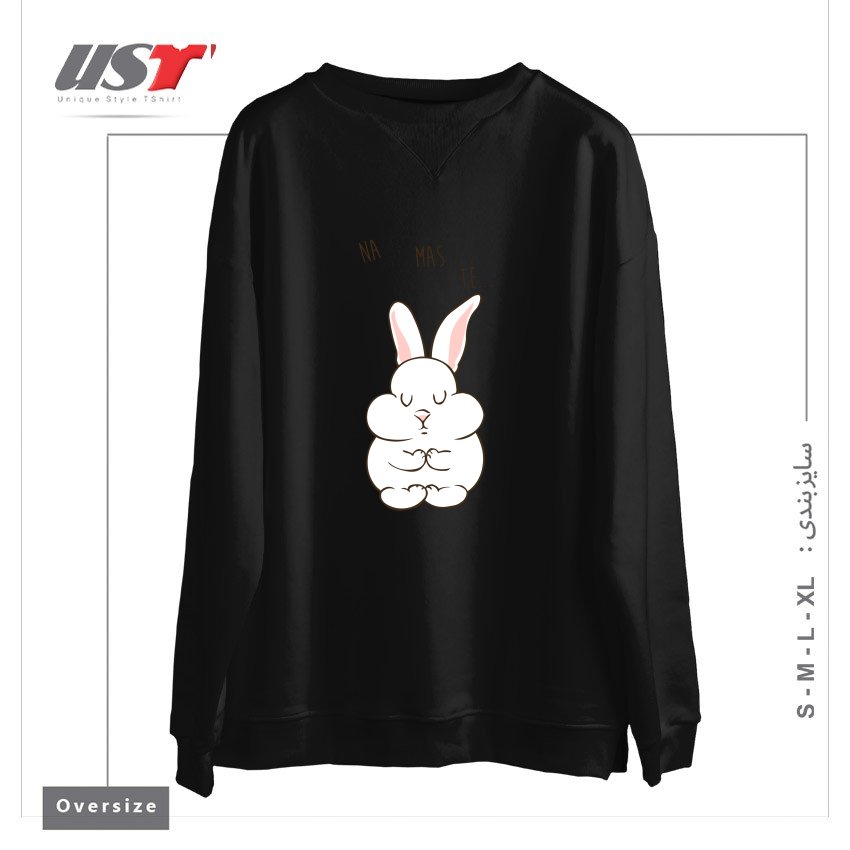 سوییشرت اورسایز طرح NAMASTE RABBIT
