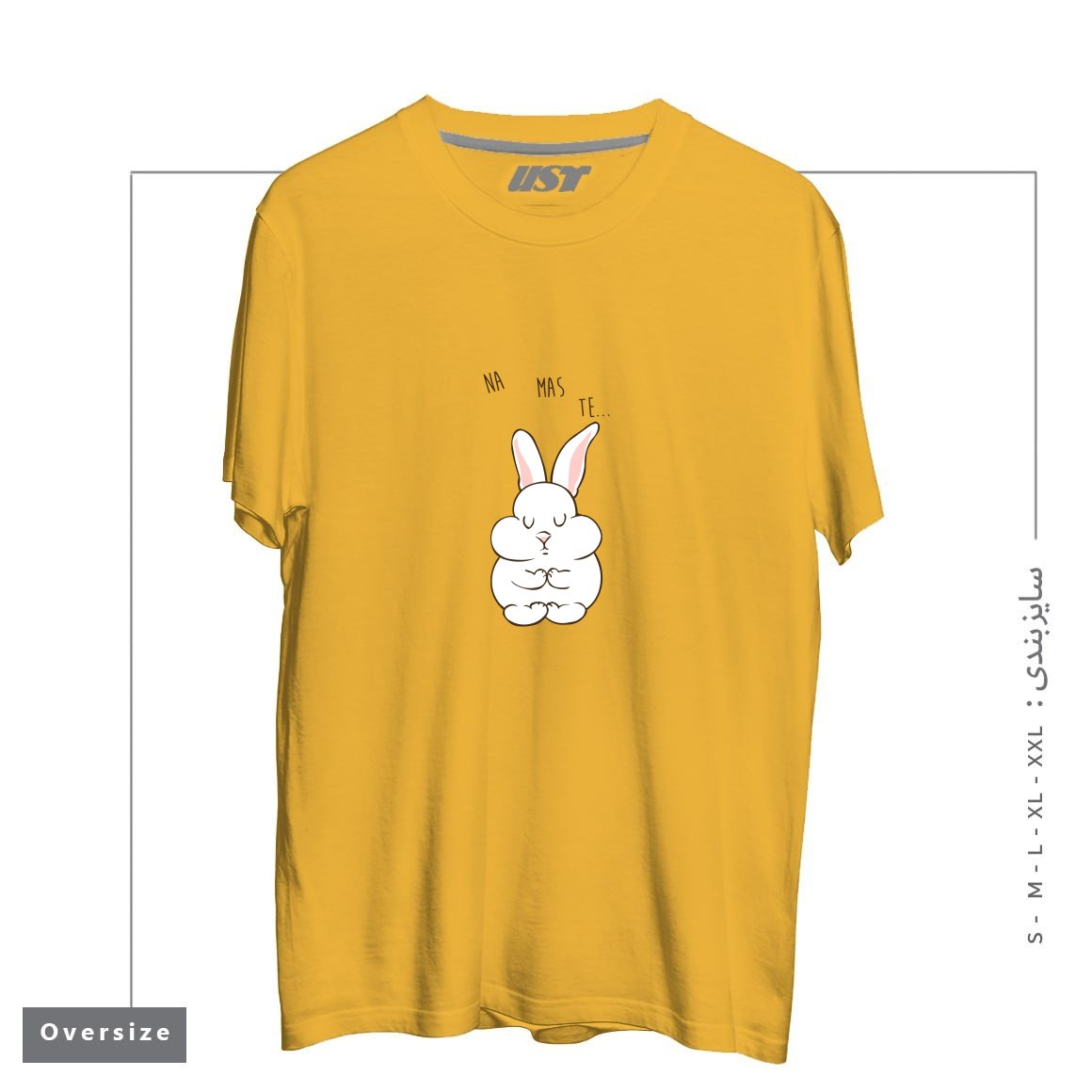 تیشرت اورسایز طرح NAMASTE RABBIT