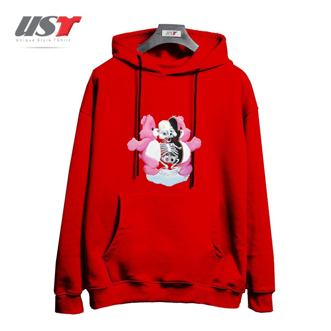 طرح PIZZAZILLA X-RAY هودی اورسایزرنگ قرمز