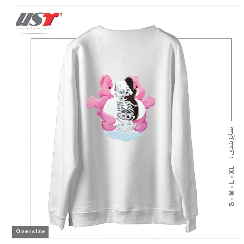 طرح PIZZAZILLA X-RAY سوییشرت اورسایزرنگ سفید