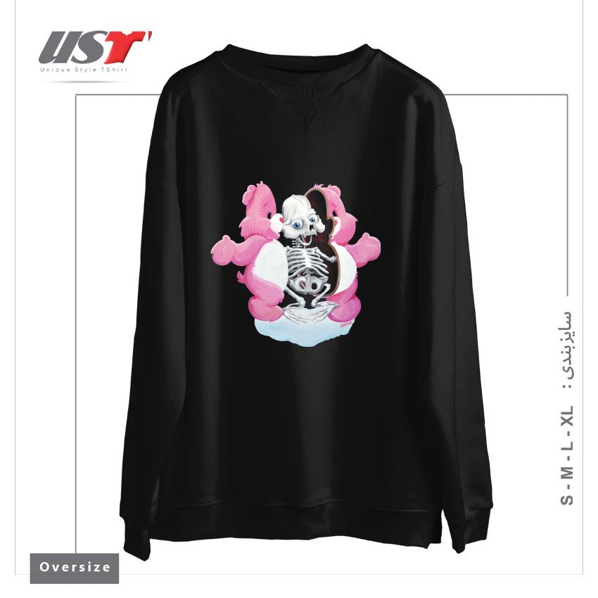 طرح PIZZAZILLA X-RAY سوییشرت اورسایزرنگ مشکی