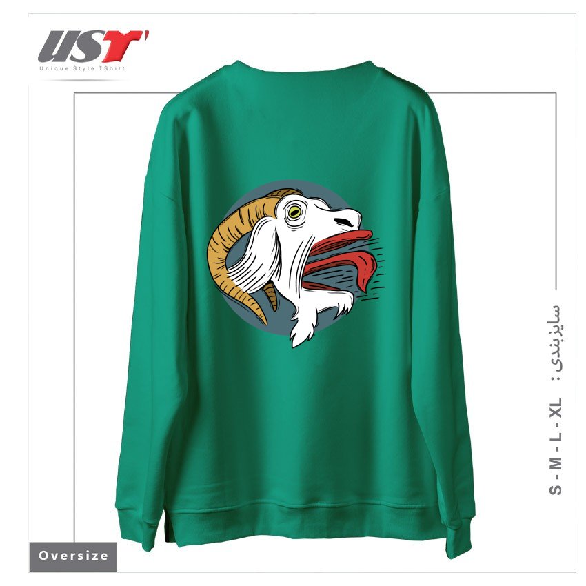 طرح SCREAMING GOAT! سوییشرت اورسایزرنگ سبز سدری
