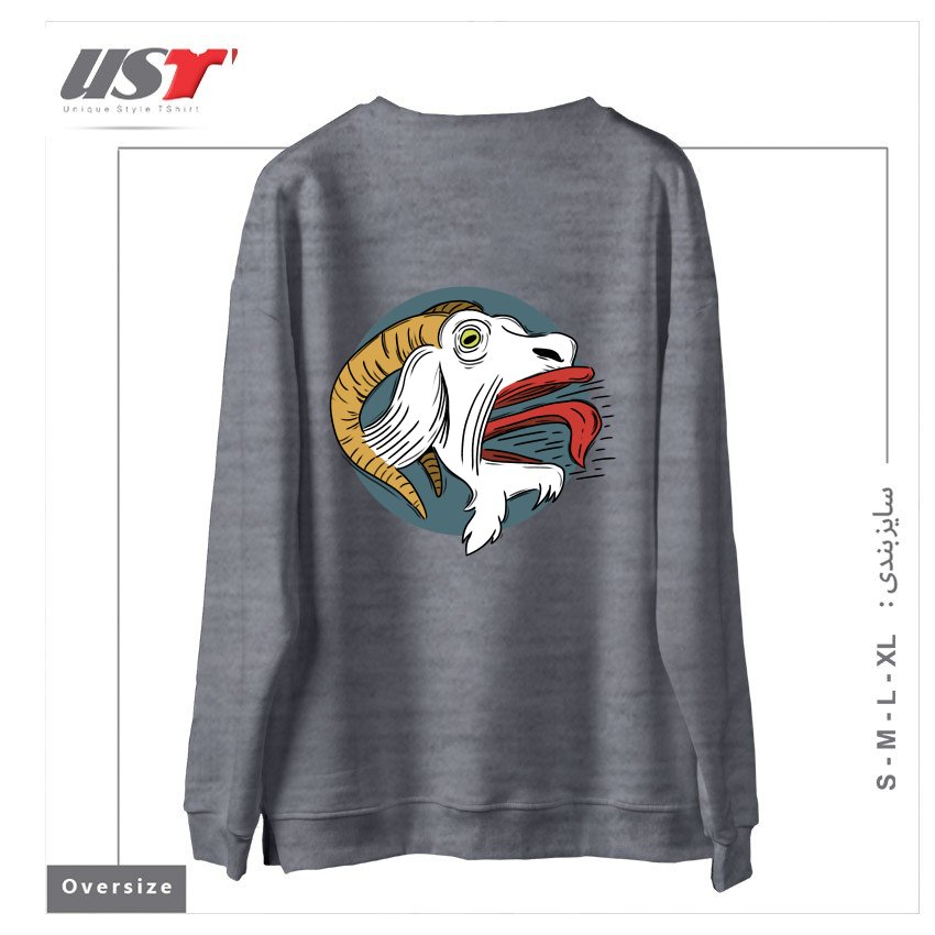 طرح SCREAMING GOAT! سوییشرت اورسایزرنگ طوسی ملانژ