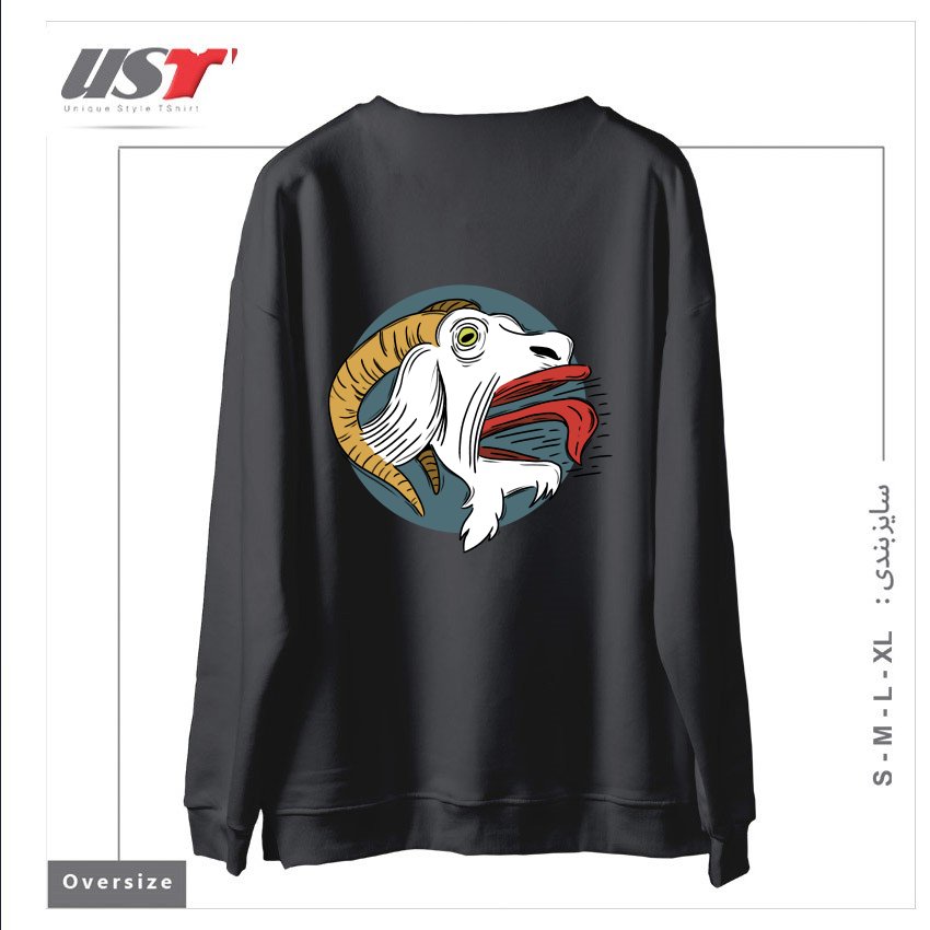 طرح SCREAMING GOAT! سوییشرت اورسایزرنگ دودی