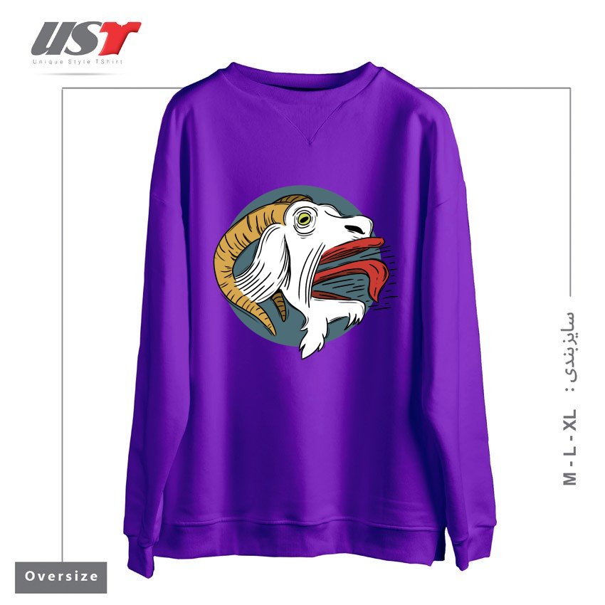 طرح SCREAMING GOAT! سوییشرت اورسایزرنگ بنفش